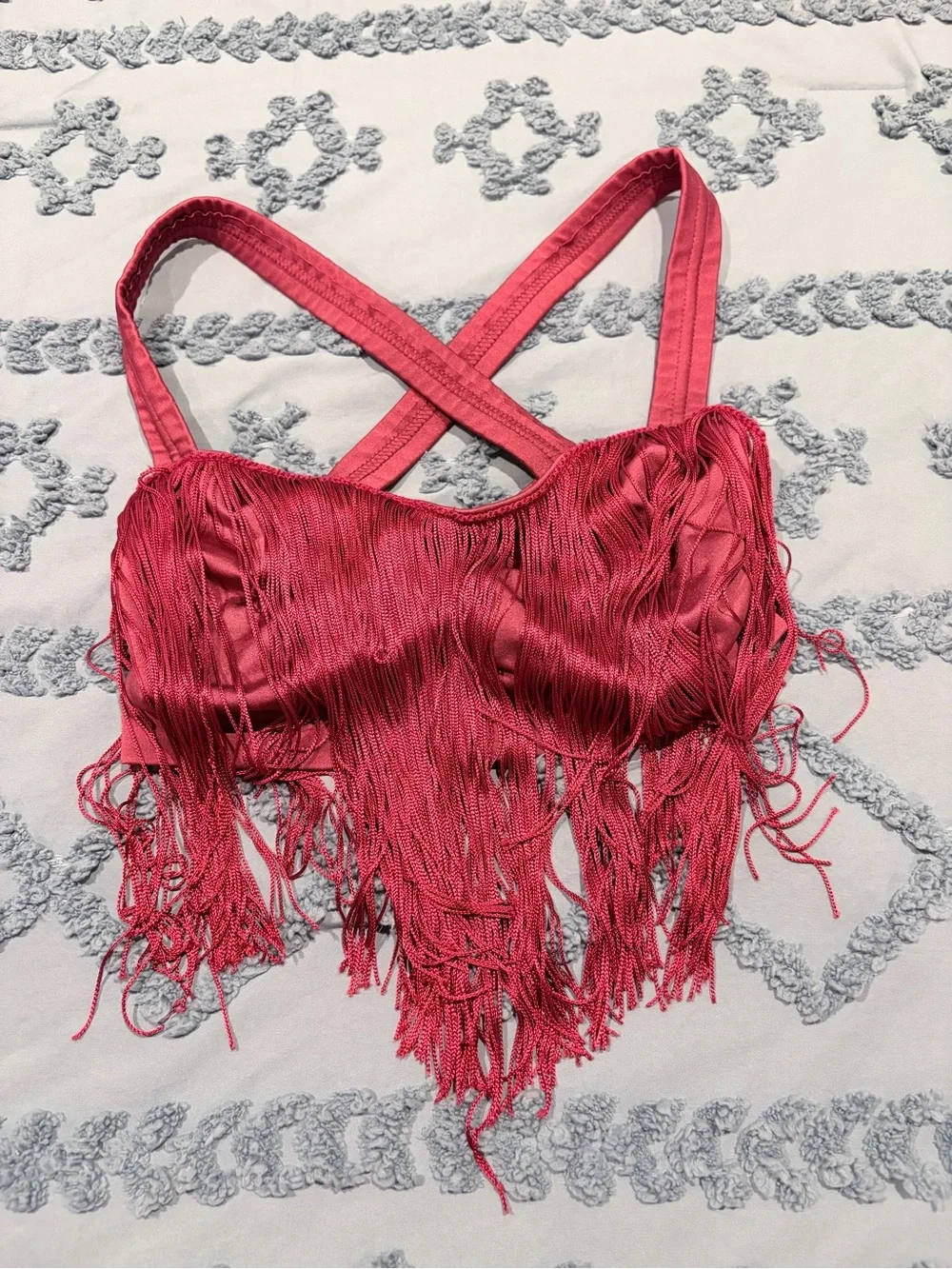 Kellé Let Yourself Go Burgundy Fringe Dance Crop Top Teen